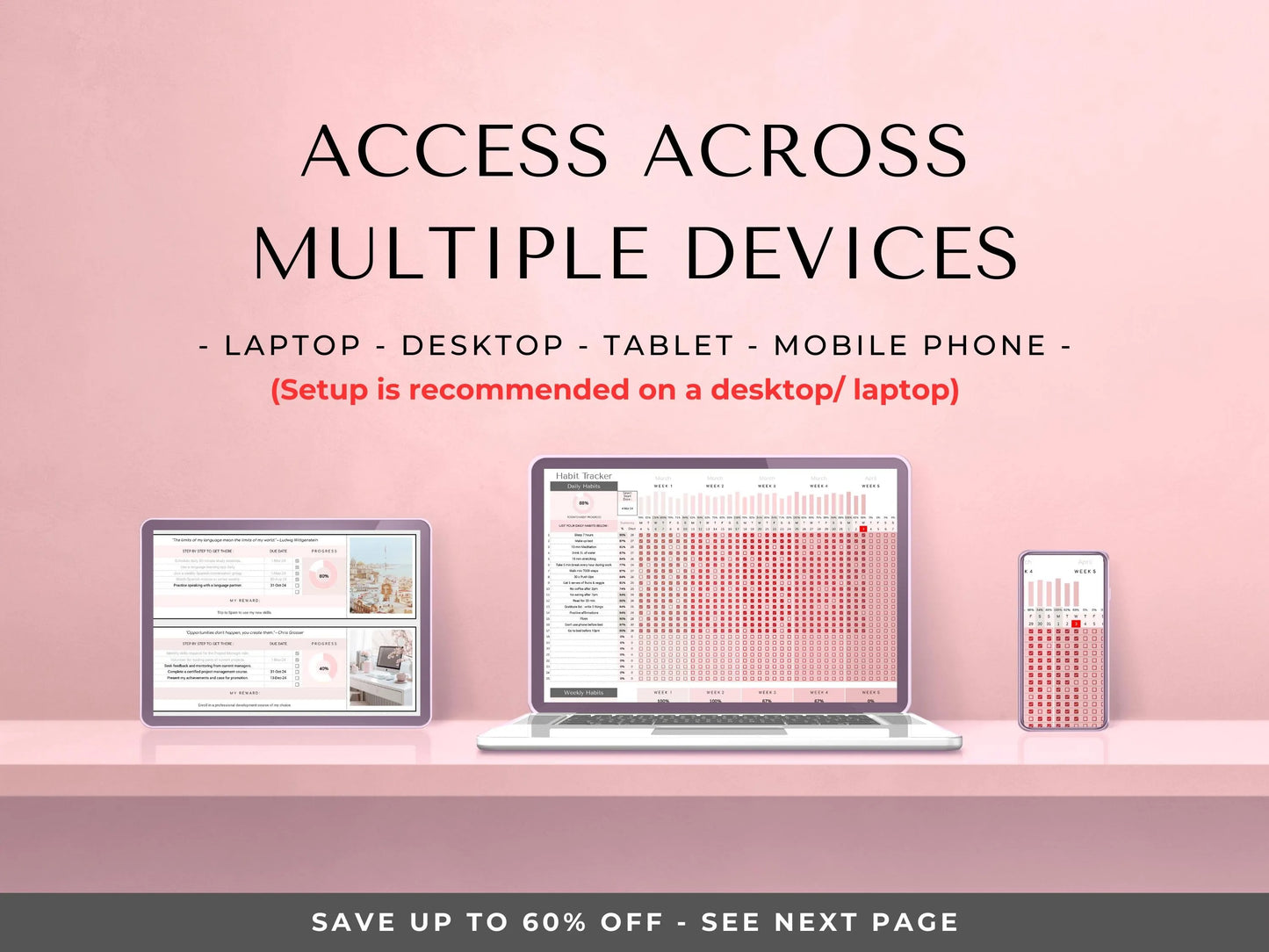 Google Sheets Habit, Mood & Goal Tracker Template with Digital Vision Board