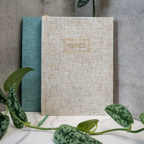 LifeQuest Planner – Nerdy Undated Weekly & Monthly Journal | ADHD-Friendly Linen Hardcover Productivity Planner