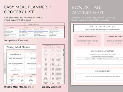 ADHD Life Planner Google Sheets Template – Budget, Task, Habit, Goal, Meal and Calendar Organizer